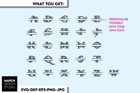 Monogram SVG, Split Monogram SVG, Monogram Letter SVG, Monogram Alphabet SVG SVG March Design Studio 