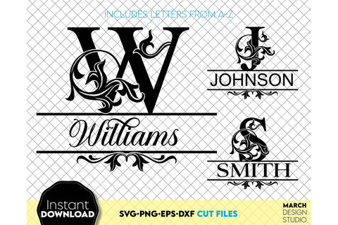 Monogram SVG, Split Monogram SVG, Monogram Letter SVG, Monogram Alphabet SVG SVG March Design Studio 