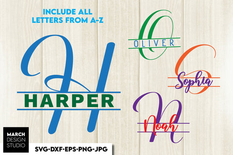 Monogram SVG, Split Monogram SVG, Monogram Letter SVG, Monogram Alphabet SVG SVG March Design Studio 