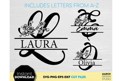 Monogram SVG, Split Monogram SVG, Monogram Letter SVG, Monogram Alphabet SVG SVG March Design Studio 