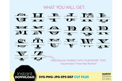 Monogram SVG, Split Monogram SVG, Monogram Letter SVG, Monogram Alphabet SVG SVG March Design Studio 
