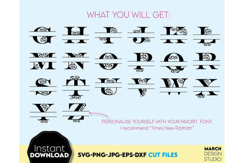 Monogram SVG, Split Monogram SVG, Monogram Letter SVG, Monogram Alphabet SVG SVG March Design Studio 