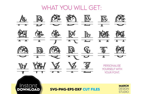 Monogram SVG, Split Monogram SVG, Monogram Letter SVG, Monogram Alphabet SVG SVG March Design Studio 