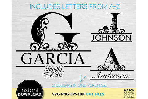 Monogram SVG, Split Monogram SVG, Monogram Letter SVG, Monogram Alphabet SVG SVG March Design Studio 