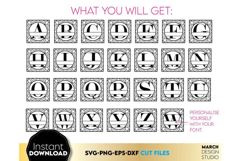 Monogram SVG, Split Monogram SVG, Monogram Letter SVG, Monogram Alphabet SVG SVG March Design Studio 