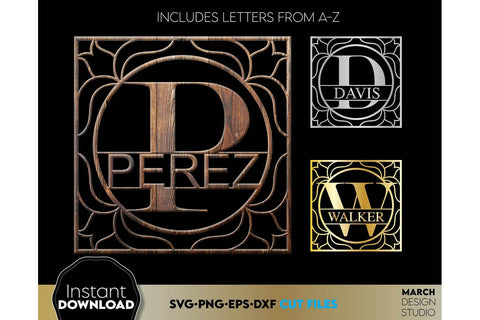 Monogram SVG, Split Monogram SVG, Monogram Letter SVG, Monogram Alphabet SVG SVG March Design Studio 