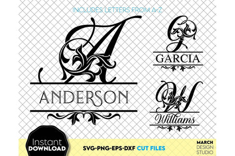 Monogram SVG, Split Monogram SVG, Monogram Letter SVG, Monogram Alphabet SVG SVG March Design Studio 