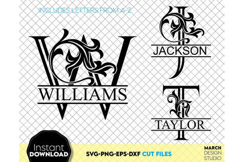 Monogram SVG, Split Monogram SVG, Monogram Letter SVG, Monogram Alphabet SVG SVG March Design Studio 