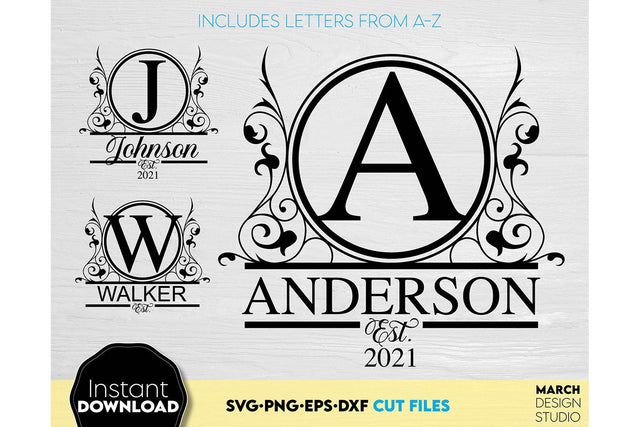 Monogram SVG, Split Monogram SVG, Monogram Letter SVG, Monogram Alphabet SVG SVG March Design Studio 