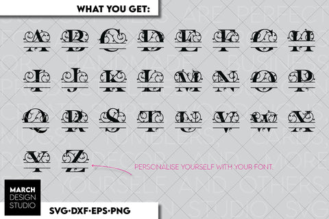 Monogram SVG, Split Monogram SVG, Monogram Letter SVG, Monogram Alphabet SVG SVG March Design Studio 