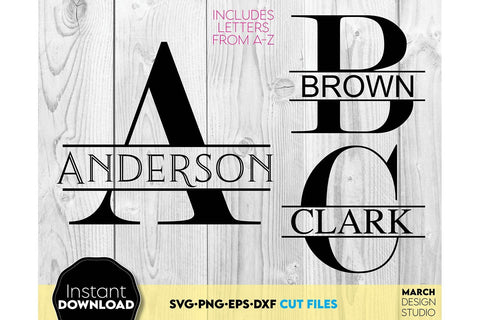 Monogram SVG, Split Monogram SVG, Monogram Letter SVG, Monogram Alphabet SVG SVG March Design Studio 