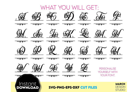 Monogram SVG, Split Monogram SVG, Monogram Letter SVG, Monogram Alphabet SVG SVG March Design Studio 