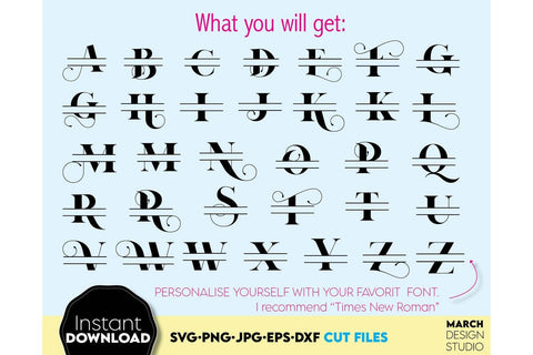 Monogram SVG, Split Monogram SVG, Monogram Letter SVG, Monogram Alphabet SVG SVG March Design Studio 