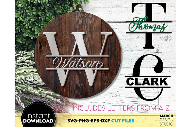Monogram SVG, Split Monogram SVG, Monogram Letter SVG, Monogram Alphabet SVG SVG March Design Studio 
