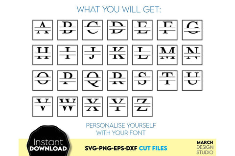 Monogram SVG, Split Monogram SVG, Monogram Letter SVG, Monogram Alphabet SVG SVG March Design Studio 