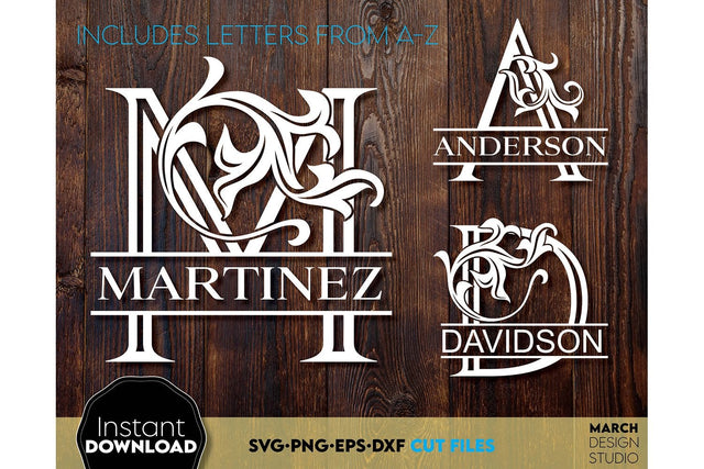 Monogram SVG, Split Monogram SVG, Monogram Letter SVG, Monogram Alphabet SVG SVG March Design Studio 