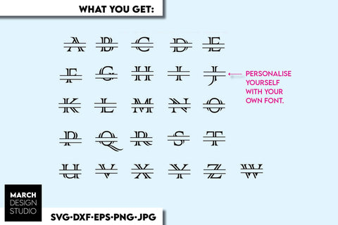Monogram SVG, Split Monogram SVG, Monogram Letter SVG, Monogram Alphabet SVG SVG March Design Studio 