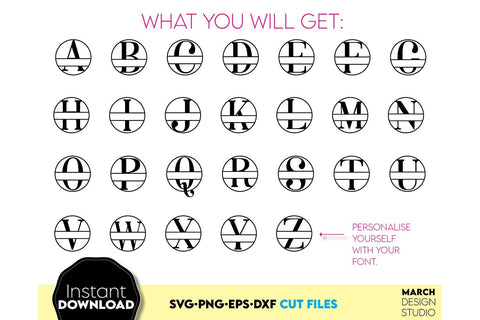 Monogram SVG, Split Monogram SVG, Monogram Letter SVG, Monogram Alphabet SVG SVG March Design Studio 