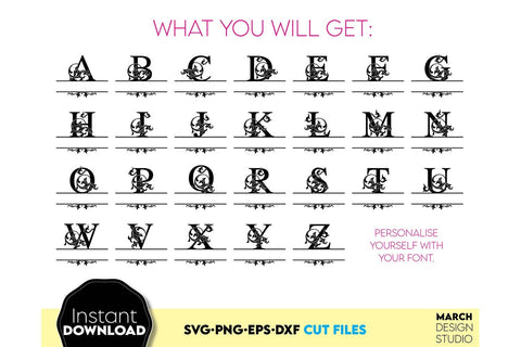 Monogram SVG, Split Monogram SVG, Monogram Letter SVG, Monogram Alphabet SVG SVG March Design Studio 