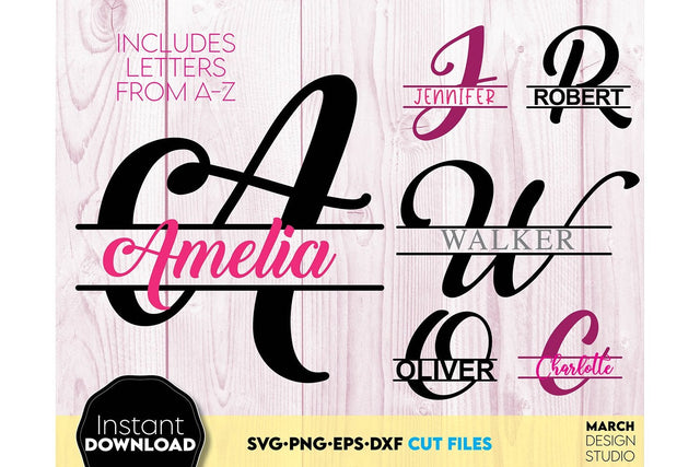 Monogram SVG, Split Monogram SVG, Monogram Letter SVG, Monogram Alphabet SVG SVG March Design Studio 
