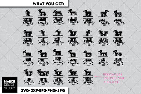 Monogram SVG, Split Monogram SVG, Monogram Letter SVG, Senior Monogram SVG SVG March Design Studio 