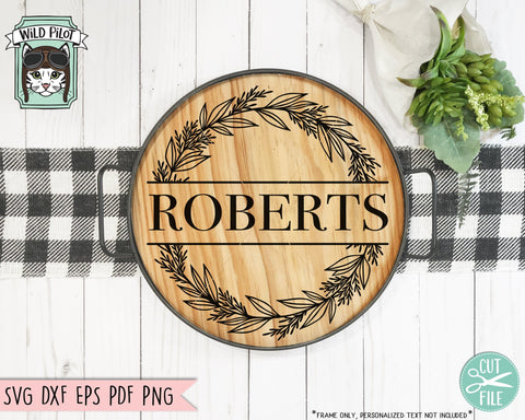 Monogram Wreath SVG File, Leaf Monogram Frame Cut File, Split Monogram Frame SVG, Family Monogram Wreath SVG, Last Name Wreath Frame SVG SVG Wild Pilot 