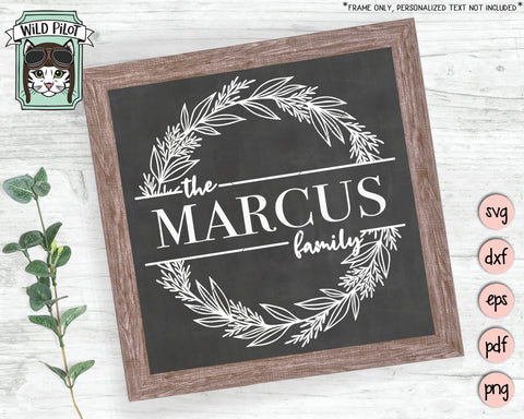 Monogram Wreath SVG File, Leaf Monogram Frame Cut File, Split Monogram Frame SVG, Family Monogram Wreath SVG, Last Name Wreath Frame SVG SVG Wild Pilot 