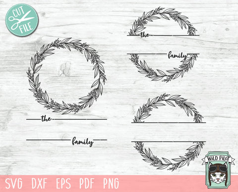 Monogram Wreath SVG File, Leaf Monogram Frame Cut File, Split Monogram Frame SVG, Family Monogram Wreath SVG, Last Name Wreath Frame SVG SVG Wild Pilot 