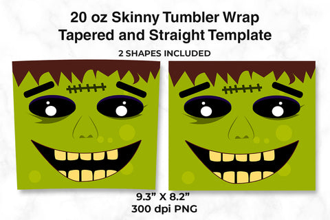 Monster 20 oz Skinny Tumbler Wrap Tapered and Straight Template. Sublimation Sublimatiz Designs 