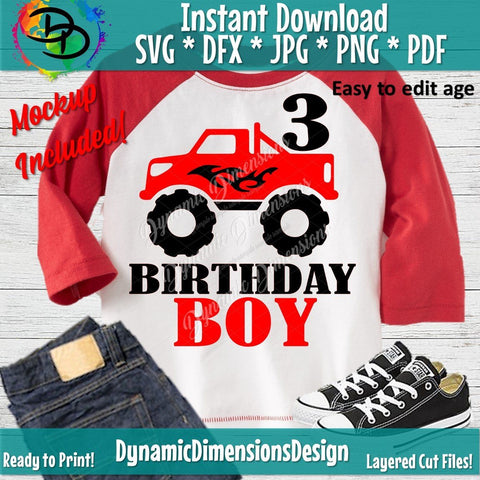Monster Truck Birthday Boy SVG DynamicDimensionsDesign 