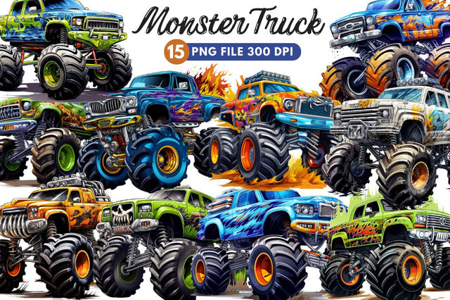 Monster Truck Clipart Bundle Sublimation Regulrcrative 