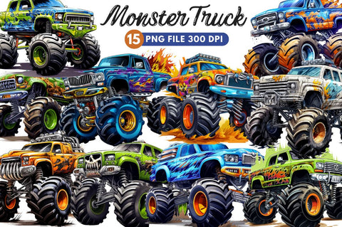 Monster Truck Clipart Bundle Sublimation Regulrcrative 