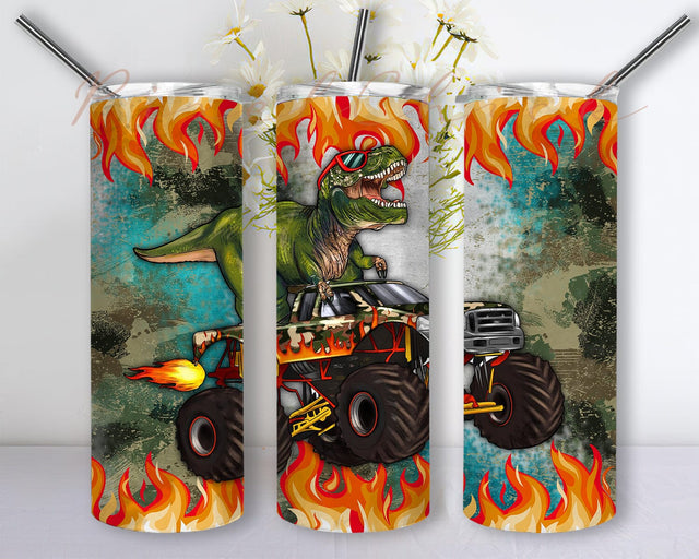 Monster Truck Dinosaur 20oz Skinny Tumbler Png, Camouflage Monster Truck Png, Extreme Vehicle Png, Monster Png, Cartoon Tumbler, Png Sublimation Design Sublimation PixelChick 