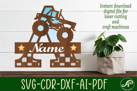 Monster Truck Monogram Letter A SVG Cut file SVG APInspireddesigns 