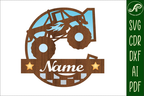 Monster Truck Monogram Letter C SVG Cut file SVG APInspireddesigns 