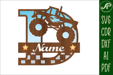Monster Truck Monogram Letter D SVG Cut file SVG APInspireddesigns 