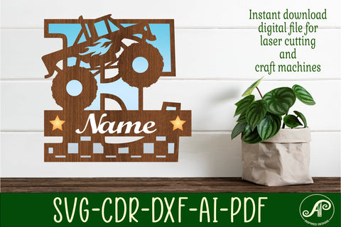 Monster Truck Monogram Letter E SVG Cut file SVG APInspireddesigns 