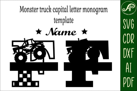 Monster Truck Monogram Letter F SVG Cut file SVG APInspireddesigns 