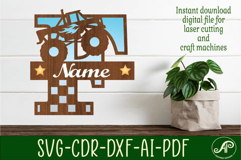 Monster Truck Monogram Letter F SVG Cut file SVG APInspireddesigns 