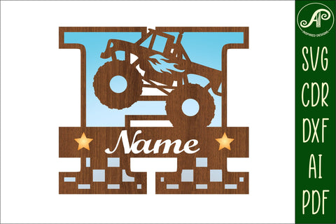 Monster Truck Monogram Letter H SVG Cut file SVG APInspireddesigns 