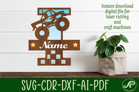 Monster Truck Monogram Letter I SVG Cut file SVG APInspireddesigns 