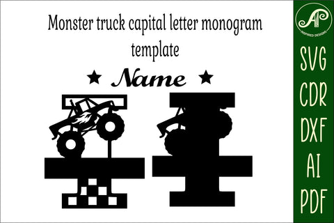 Monster Truck Monogram Letter I SVG Cut file SVG APInspireddesigns 