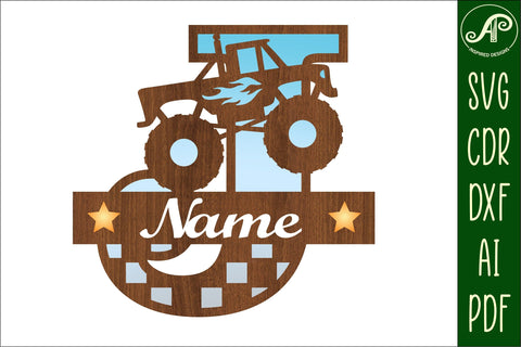 Monster Truck Monogram Letter J SVG Cut file SVG APInspireddesigns 