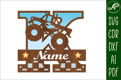Monster Truck Monogram Letter K SVG Cut file SVG APInspireddesigns 