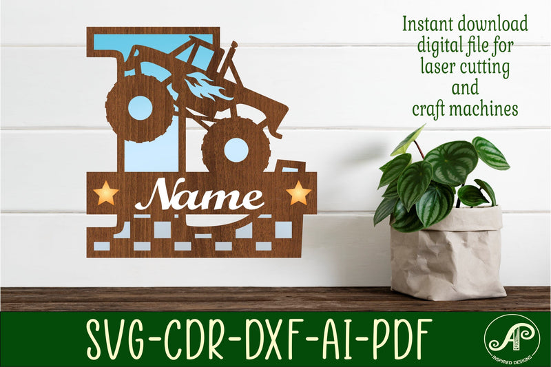 Monster Truck Monogram Letter L SVG Cut file SVG APInspireddesigns 