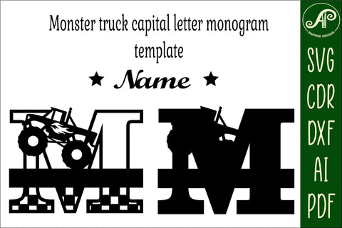 Monster Truck Monogram Letter M SVG Cut file SVG APInspireddesigns 