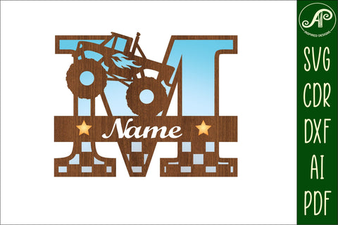 Monster Truck Monogram Letter M SVG Cut file SVG APInspireddesigns 