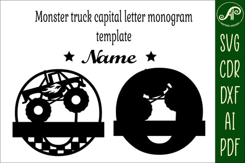 Monster Truck Monogram Letter O SVG Cut file SVG APInspireddesigns 