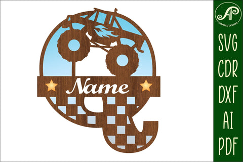 Monster Truck Monogram Letter Q SVG Cut file SVG APInspireddesigns 