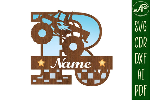 Monster Truck Monogram Letter R SVG Cut file SVG APInspireddesigns 